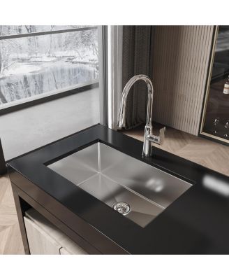 30inch Drop In Undermount Single Bowl Brushed Nickel 304 Stainless Steel Kitchen Sink LS SSBR05 with US Standard Drain and Hook