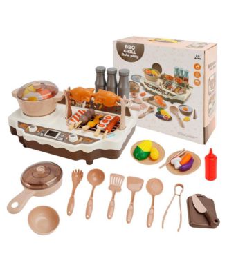 36-Piece Grill & Cook Playset for Kids with Realistic Mist Spray & Sizzle Sound for Pretend BBQ