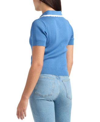 Juniors' Short-Sleeve Polo Sweater
