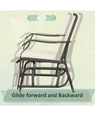 3 Piece Outdoor Glider Chair with Coffee Table Bistro Set, 2 Patio Rocking Swing Chairs with Breathable Sling Fabric, Garden and Porch