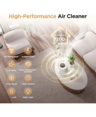 Home All-in-One Air Purifier for rooms up to 1,200 ft² for bedrooms with pets Includes timer,scented sponge and air filter