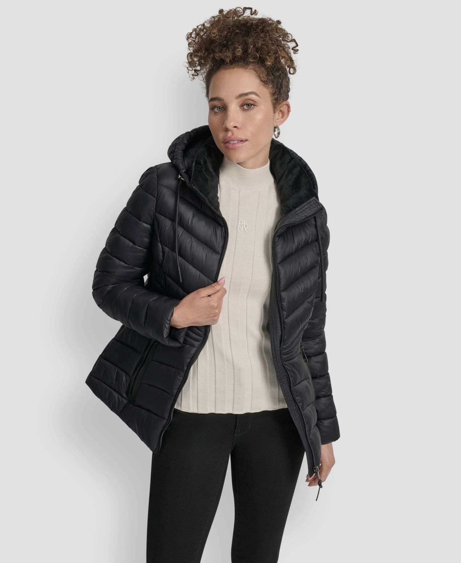 Women's Stand Collar Zipper-Front Coat