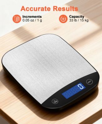 Stainless Steel Kitchen Food Scale with LCD Display & USB Rechargeable