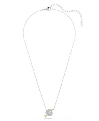 Mixed Cuts, Heart, White, Mixed Metal Finish Idyllia Pendant Necklaces