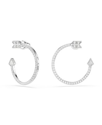 Mixed Cuts, Arrow, White, Rhodium Plated Idyllia Hoop Earrings