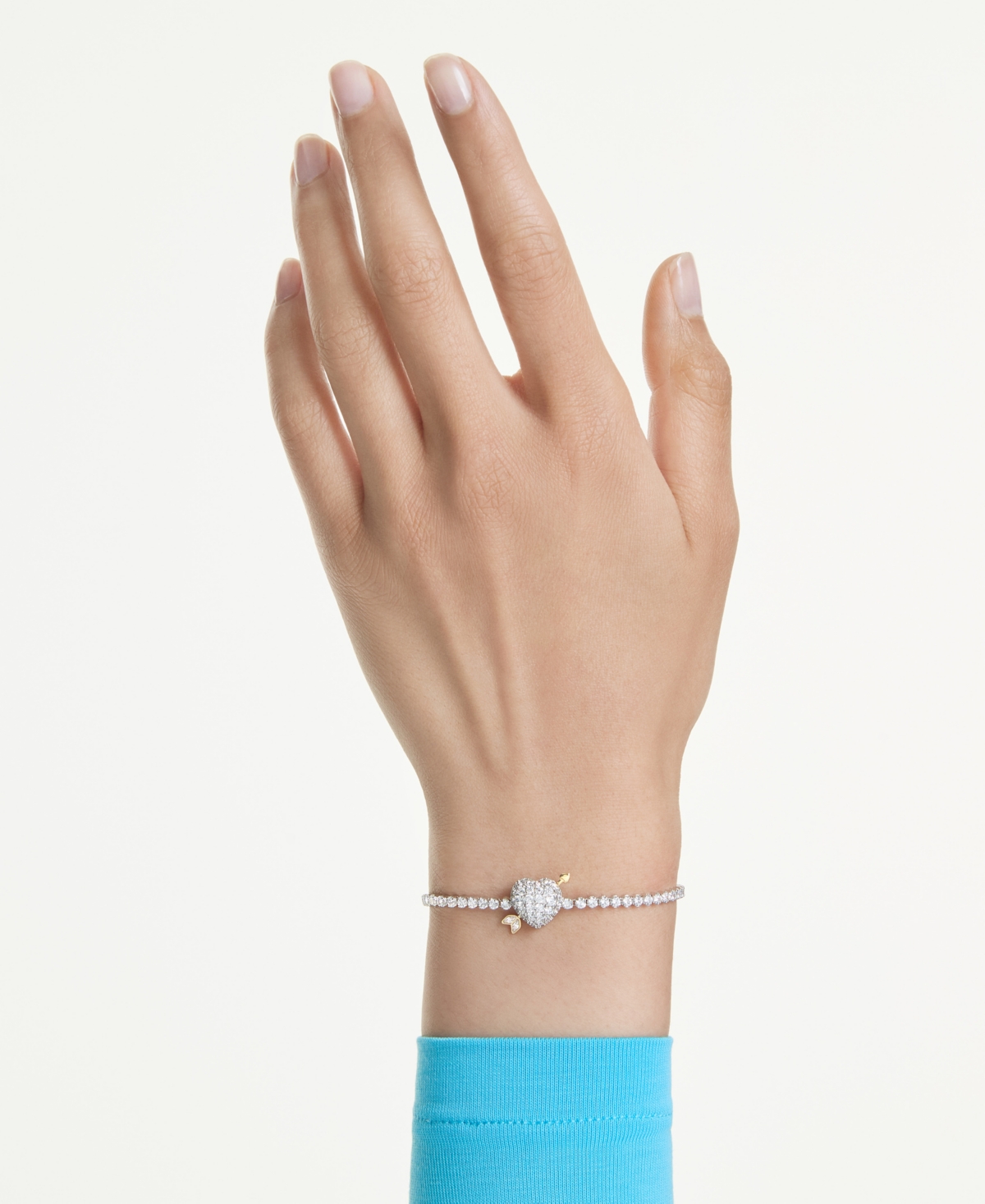 Swarovski Mixed Cuts, Heart with Arrow, White, Rhodium Plated Idyllia Bracelet