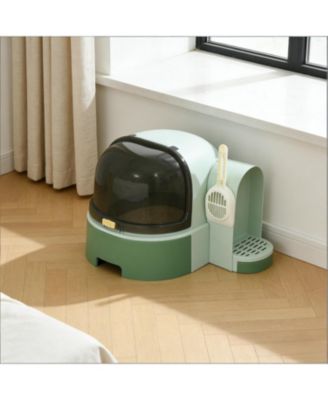 Covered Cat Litter Box in Green