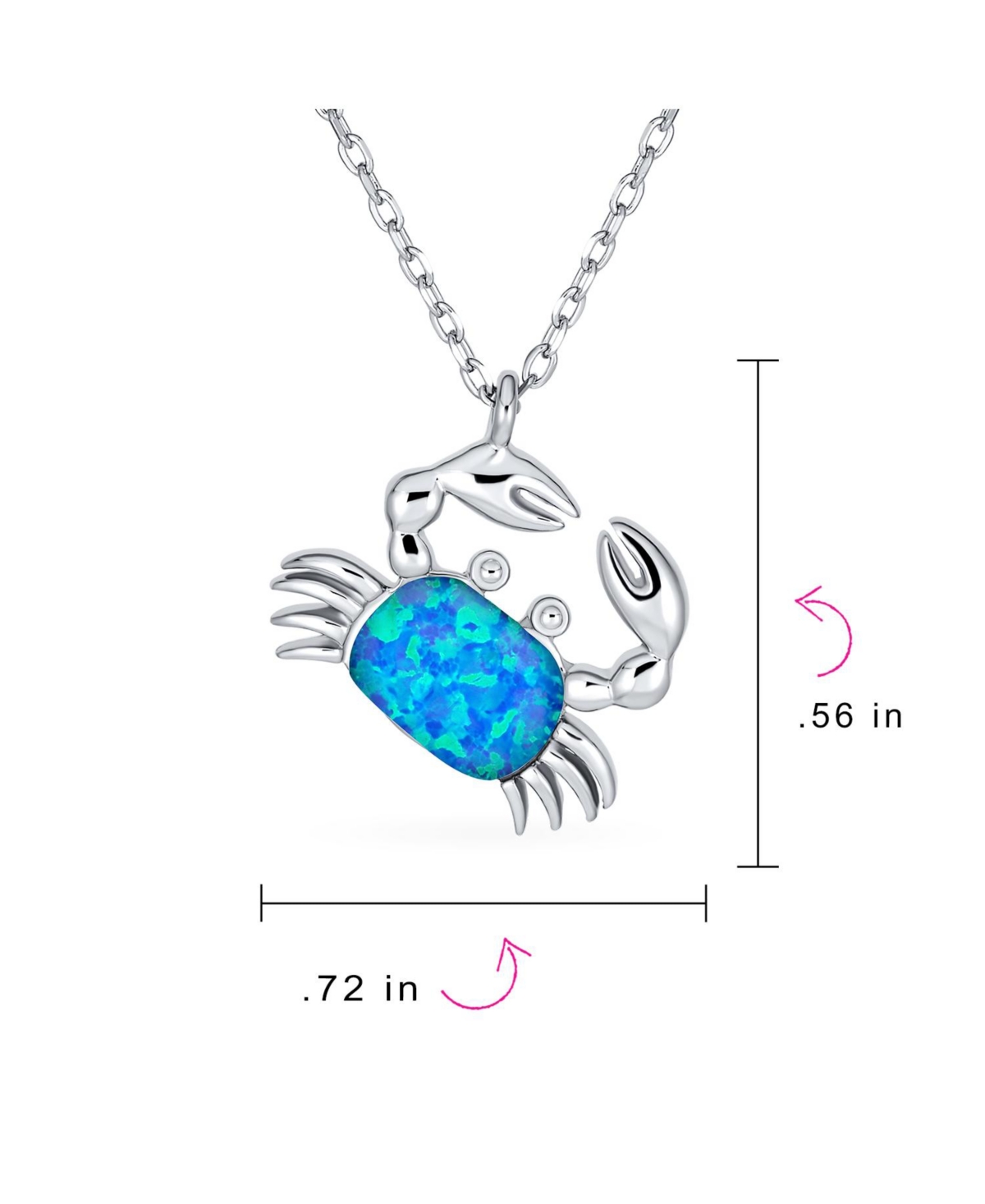 Bling Jewelry Tropical Nautical Blue Created Opal Sand Crab Pendant Necklace Sterling Silver