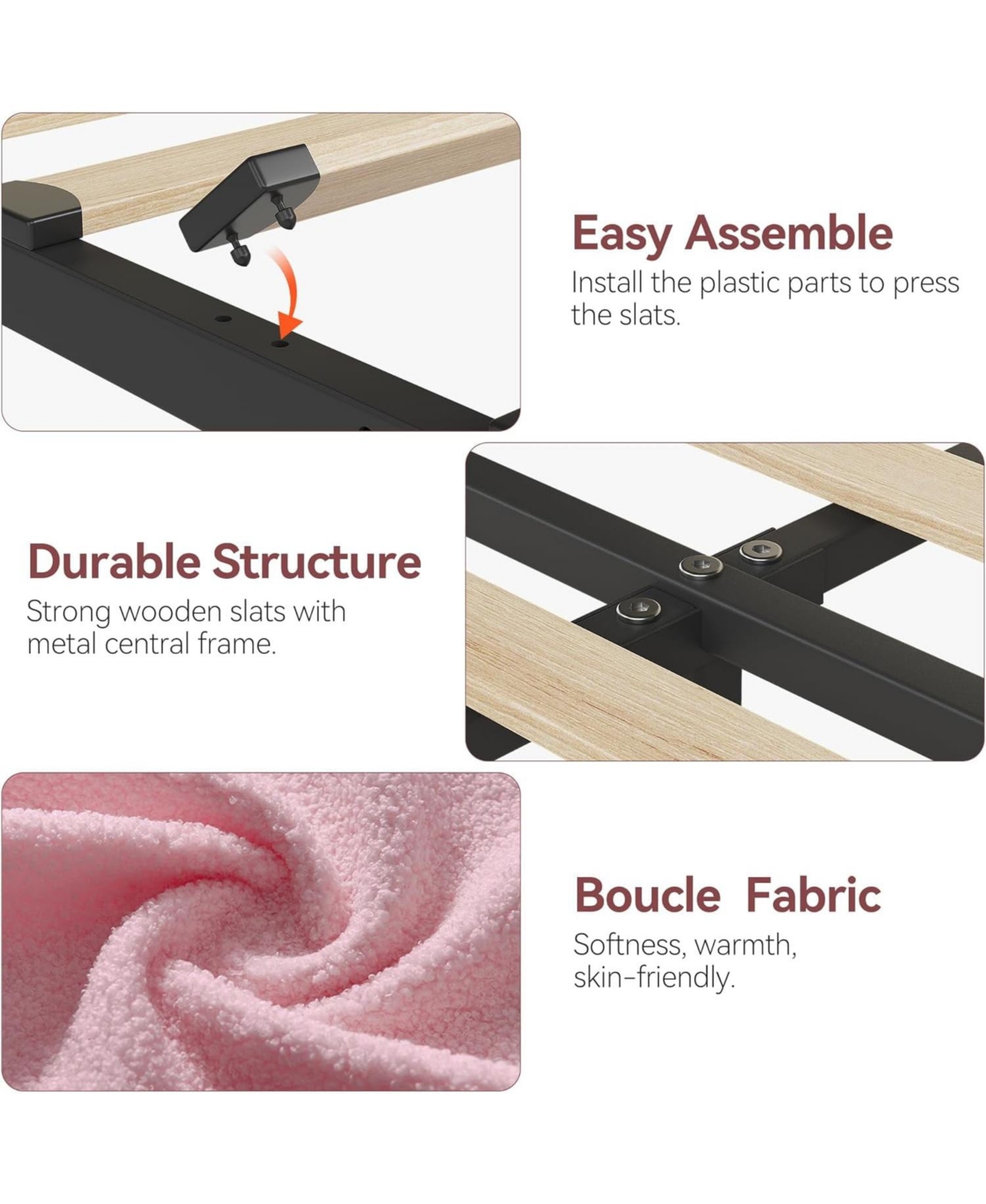 gaomon Easy Assembly Twin Size Bed Frame Space Saving, for Living Room