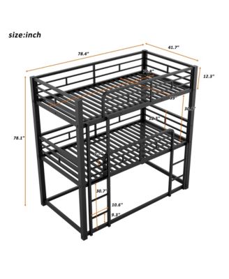 Metal Twin Size Triple Bunk Bed