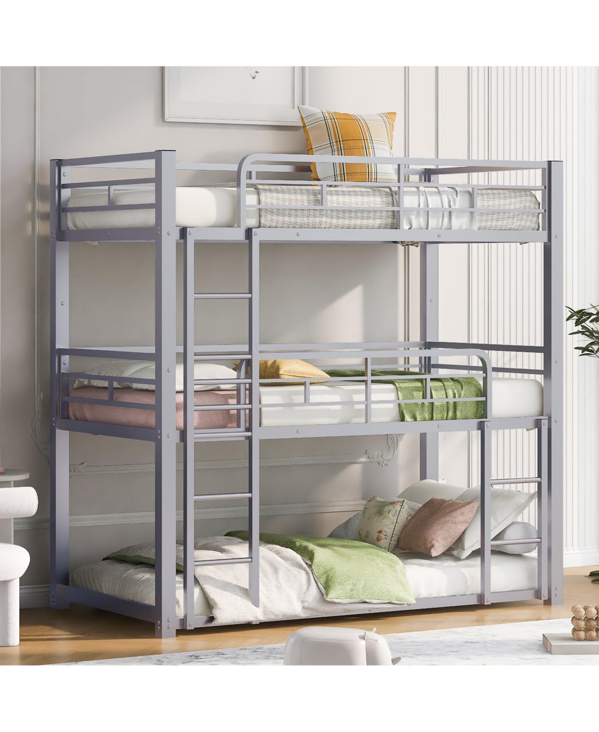 Boyel Living Metal Twin Size Triple Bunk Bed