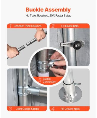 6 x 8 ft Outdoor Storage Shed Tent, Waterproof Portable Storage Tent with Roll-Up Door and Vents, Heavy Duty Frame, Grey