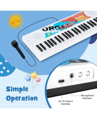 Kids Piano Keyboard with Microphone and Portable 49 Key Electric Music Toy