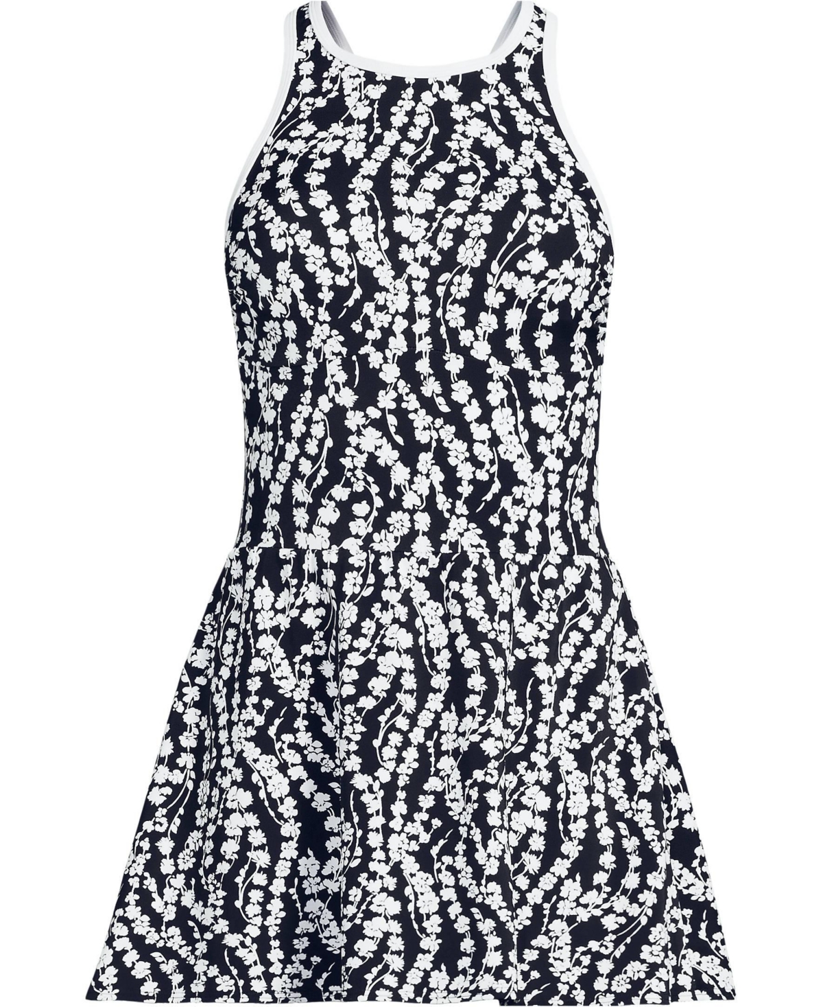 Lands' End Women's Tugless High Neck Swim Dress Swimsuit