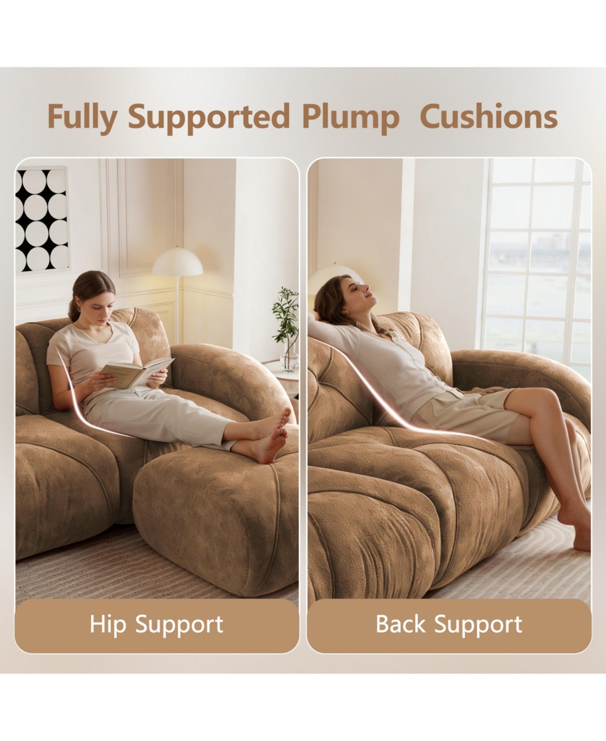 Boyel Living 2-Seater Tufted Sofa Couches with Soft Velvet Fabric and No Assembly Required