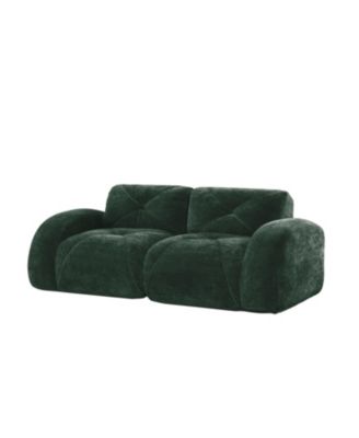 2-Seater Tufted Sofa Couches with Soft Velvet Fabric and No Assembly Required