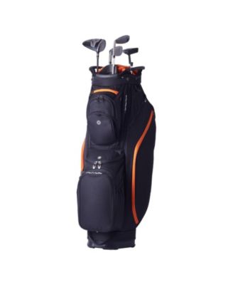 Golf Cart Bag, 14-Way Divider Top, 36", 13 Pockets, Handles, Dust Cover & Detachable Straps, Black & Orange