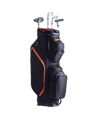 Golf Cart Bag, 14-Way Divider Top, 36", 13 Pockets, Handles, Dust Cover & Detachable Straps, Black & Orange