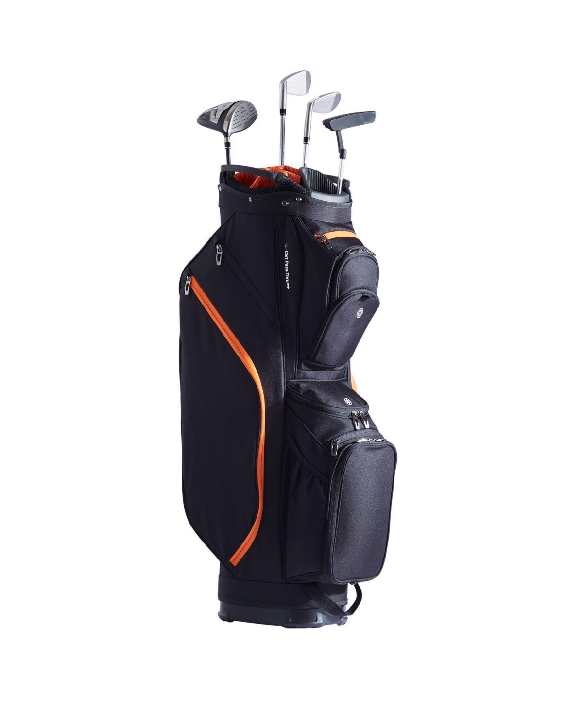 Mecale Golf Cart Bag, 14-Way Divider Top, 36", 13 Pockets, Handles, Dust Cover & Detachable Straps, Black & Orange