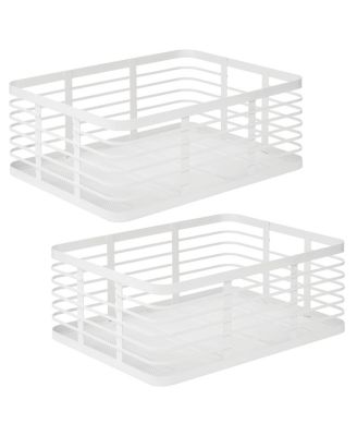 Metal Pantry Basket with Handles - Set of 2 - Matte White