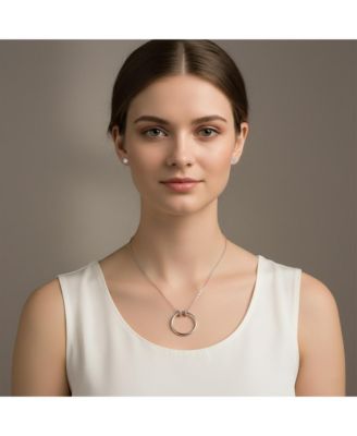 Sterling Silver White Gold Plated Hollow Circle Pendant Necklace