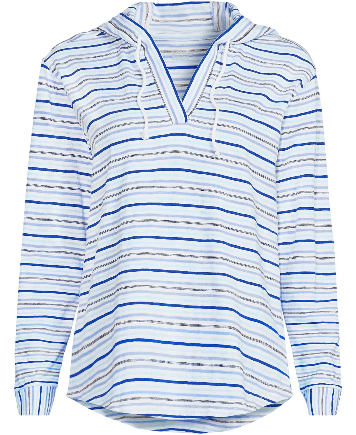 Lands' End Women's Plus Long Sleeve Slub Hooded Popover