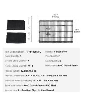 Dog Playpen, 4-Panel 24 x 36 in Foldable Metal Exercise Pen w/ Door, Top Cover & Bottom Pad, Indoor/Outdoor Pet Fence