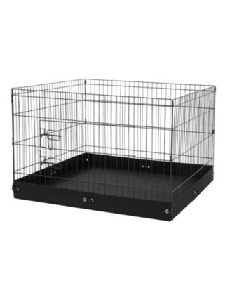 Dog Playpen, 4-Panel 24 x 36 in Foldable Metal Exercise Pen w/ Door, Top Cover & Bottom Pad, Indoor/Outdoor Pet Fence
