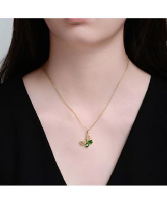Sparkling 14K Gold Plated CZ Butterfly Pendant Necklace