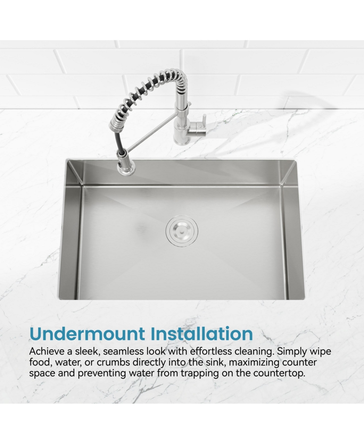 flynama 33x19inch Brushed Nickel Stainless Steel Kitchen Sink Single Bowl Drop In Undermount