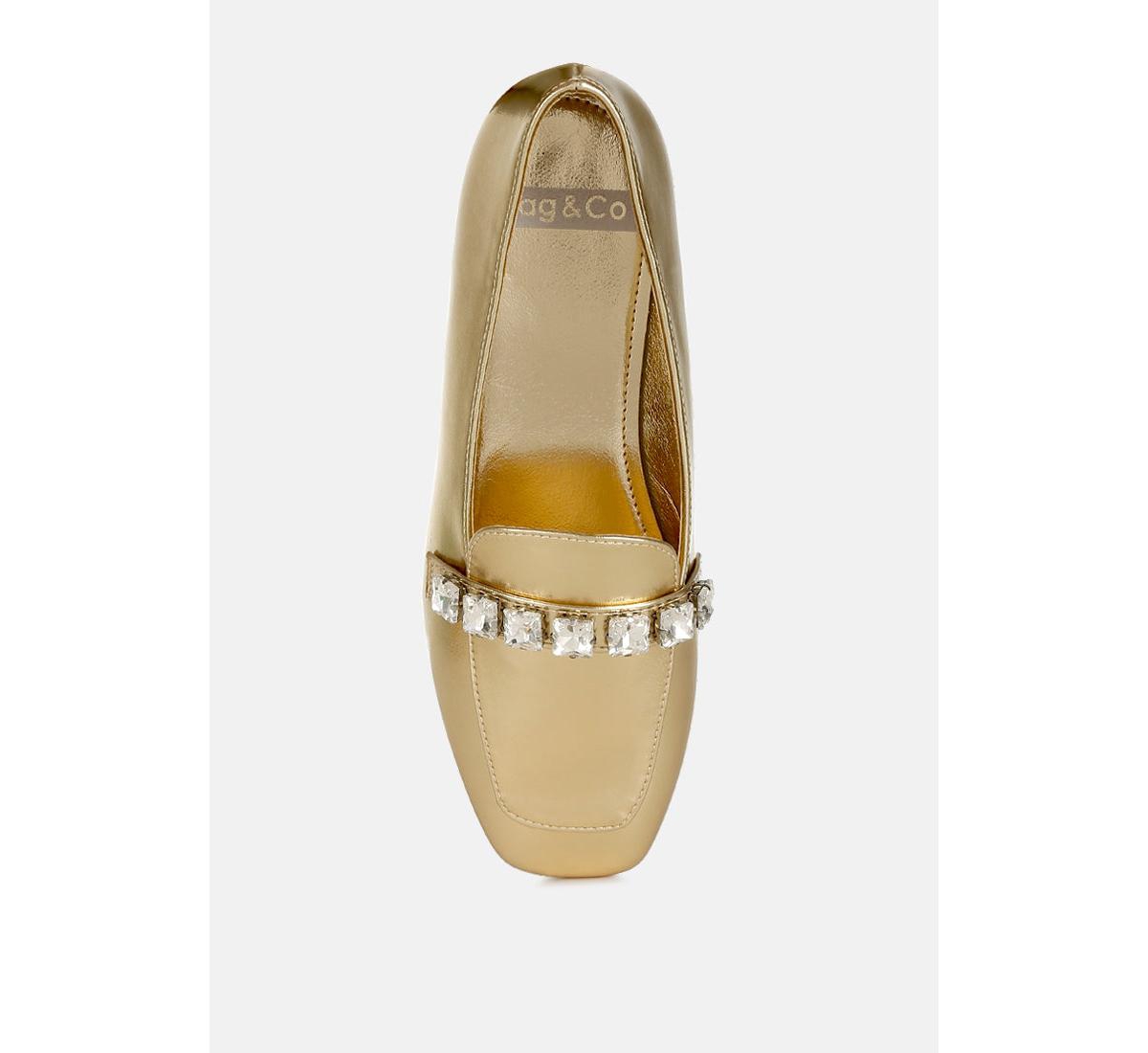 Celosia Metallic Diamante Strap Loafers