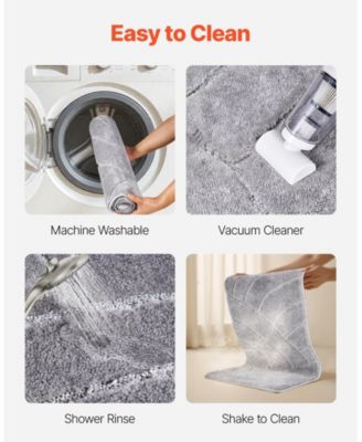 Gray Door Mat, 35.8 x 24.0 in Low-Profile Doormat w/ Non-Slip TPR Backing, Absorbent Dirt-Trapping Entry Mat for Porch/Patio