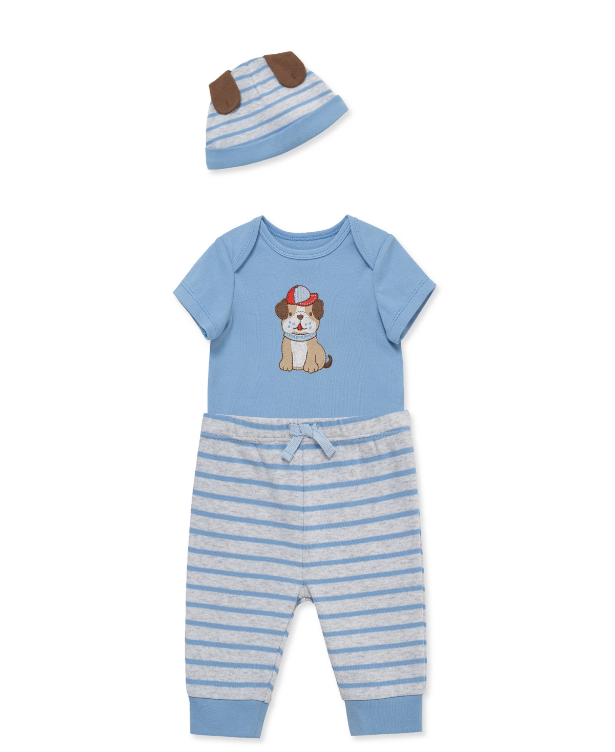 Little Me Baby Boys' Puppy Short-Sleeve Bodysuit, Pants & Hat, 3-Piece Set
