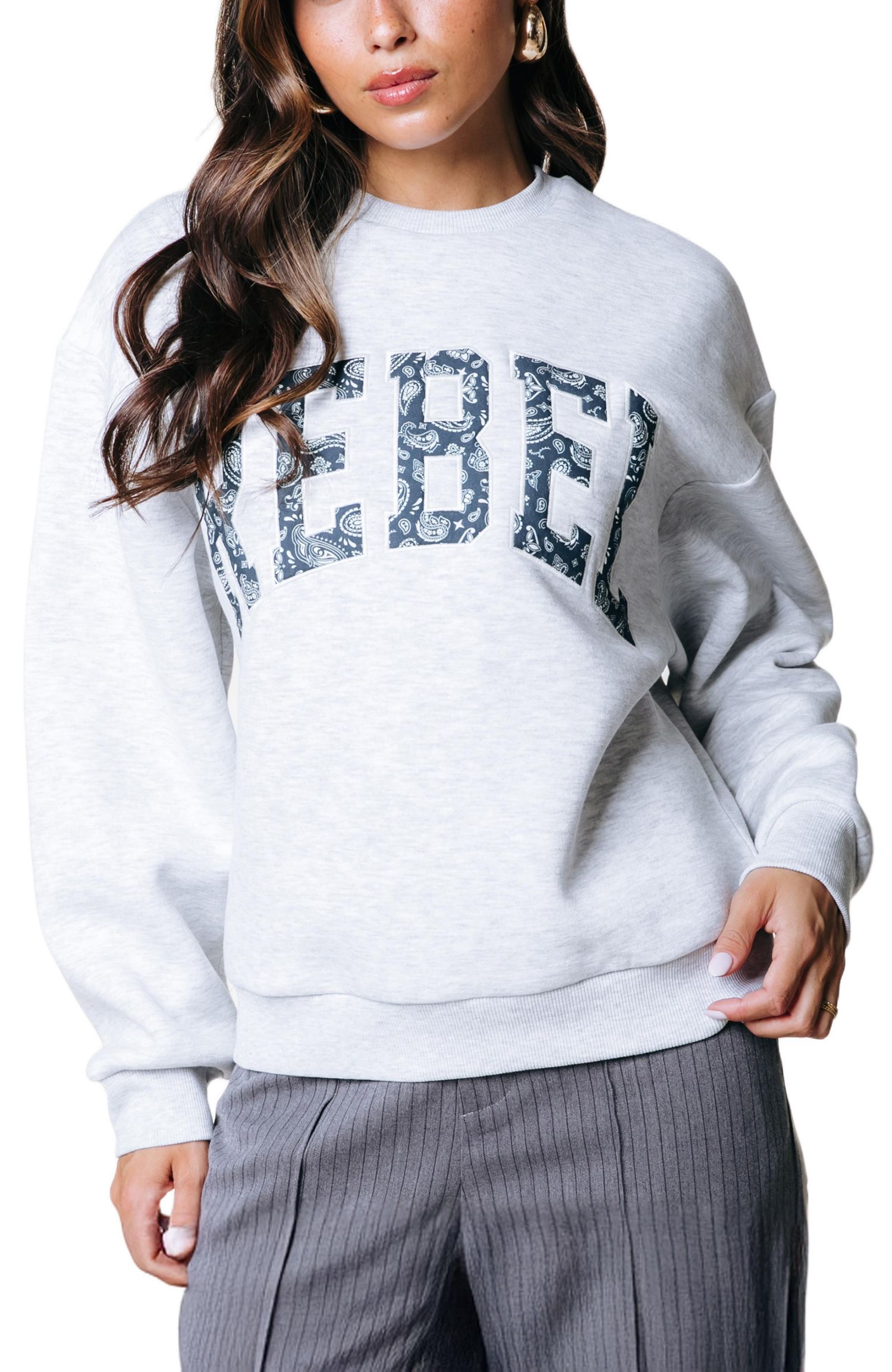 Women's Rebel Paisley Patch Dropped Shoulder Sweat
