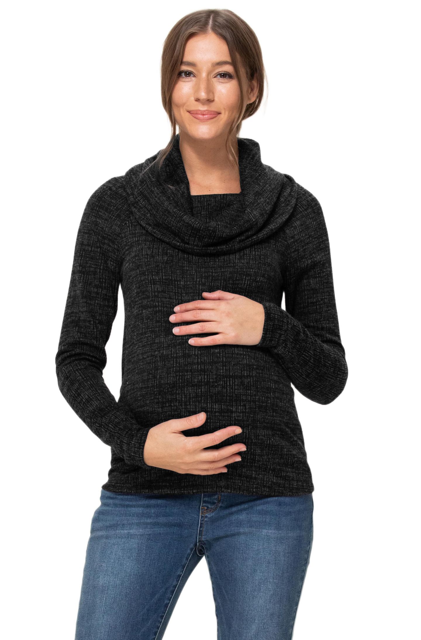 Женский свитер Hello Miz Maternity Cowl Neck Long Sleeve Knit, цвет: Чёрный — фото 1