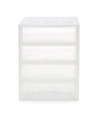 4 Drawer Desktop Countertop Storage with Organizer Lid, White