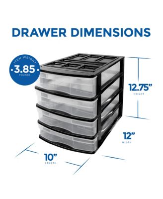 4 Drawer Desktop Countertop Storage with Organizer Lid, Black