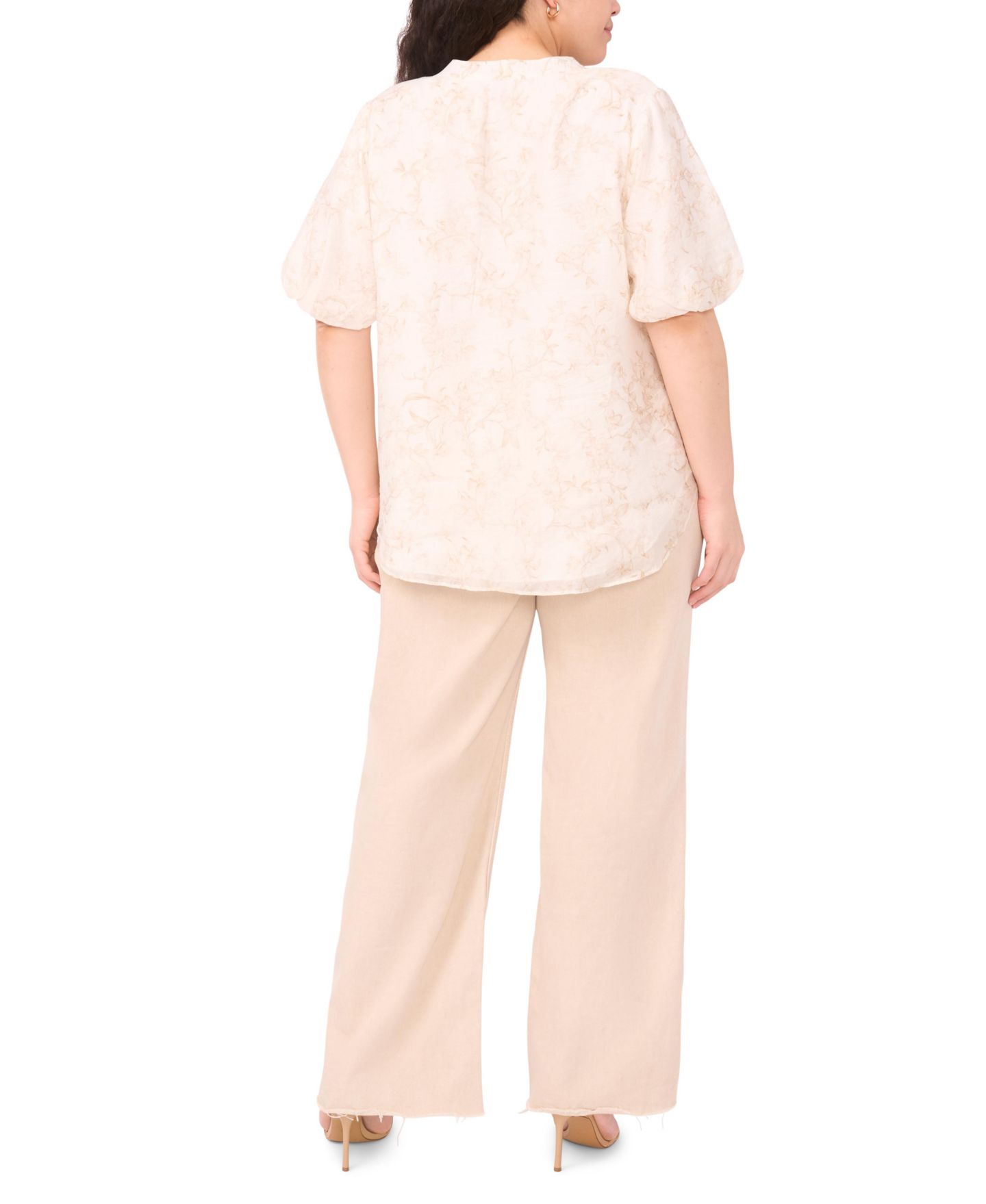 Женский топ Vince Camuto Plus Size V-Neck Short-Sleeve Top, цвет: Верблюжий — фото 4