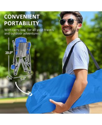 Set of 2 Folding Beach Chair with Carry Bag and Cup Holder