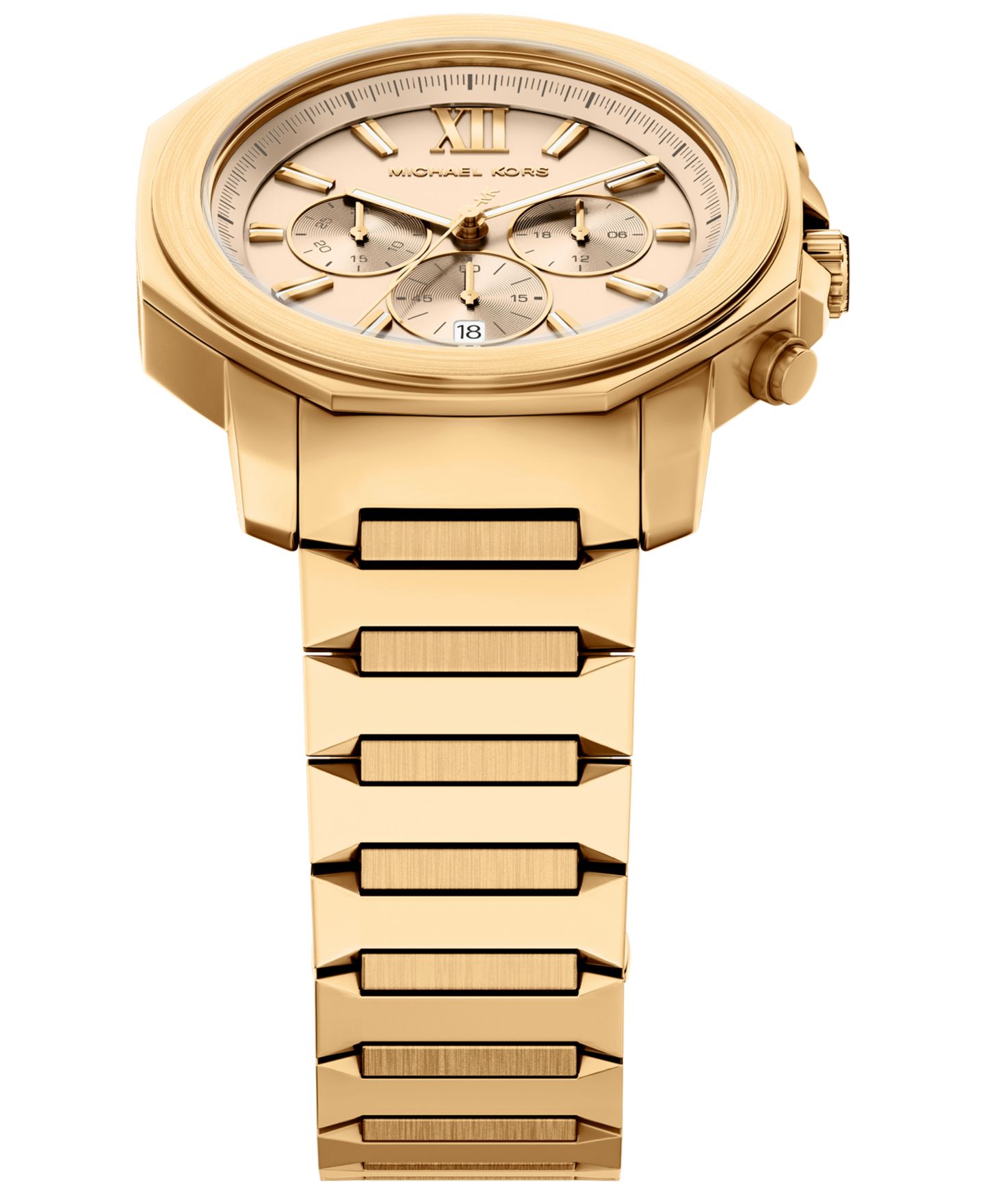 Мужские часы Michael Kors Prescott Chronograph Gold-Tone Stainless Steel Watch, 44mm — фото 4