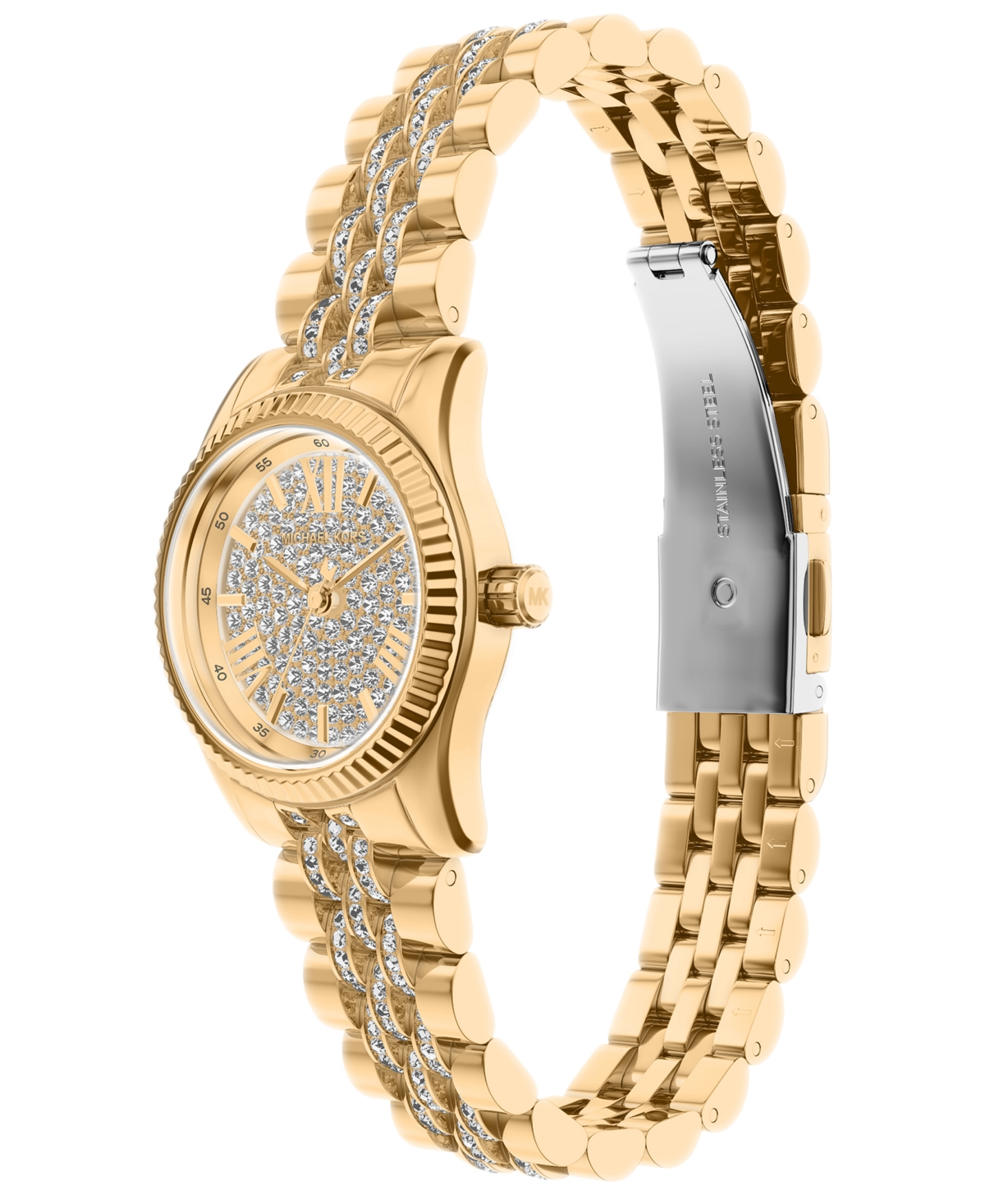 Michael Kors Women's Lexington Three-Hand Gold-Tone Stainless Steel Watch, 26mm