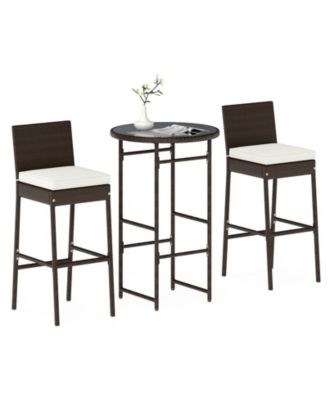 Patio Metal Bar Table Set with 2 Barstools, 3 Pieces