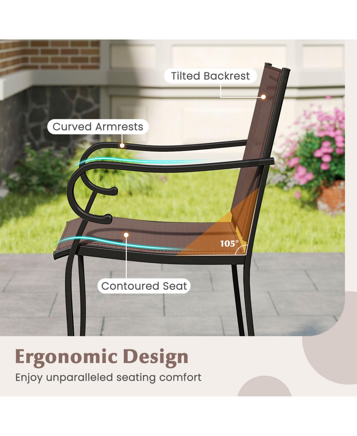 Slickblue Patio Bar Stools with Mesh Fabric, Counter Height, 2-Piece