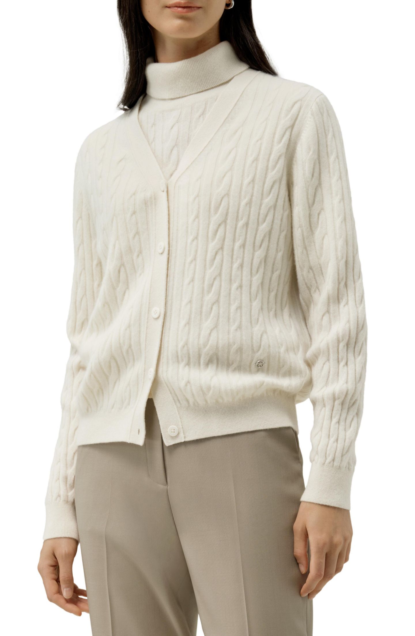 Женский кардиган LILYSILK Cable-Knit Baby Cashmere, цвет: Облачный — фото 1