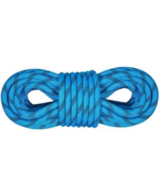 10.5 mm Static Climbing Rope, 9.7M (32ft), 25KN Breaking Tension, Fiber Rope with Steel Snap Hooks, Blue