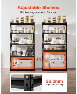 5-Tier Garage Storage Shelves, 16"D x 32"W x 62.8"H, 2000 lb Capacity, Adjustable Metal Utility Shelving Rack