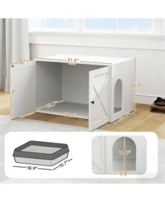 Wooden Cat Litter Box Enclosure in White