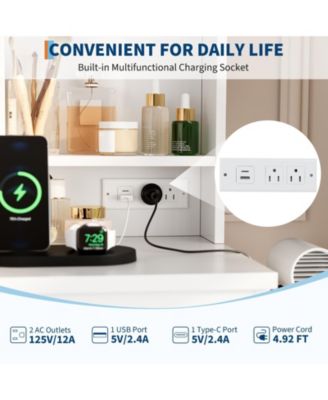 Makeup Vanity with Light and Mirror, Vanity Desk Foldable Desktop, Adjustable Lighting, Drawers and Cushioned Stool, Dressing Table for Bedroom