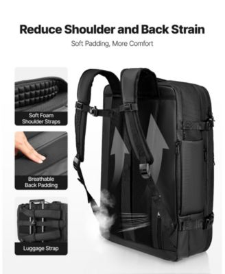 80L Vacuum Seal Compression Travel Backpack with Pump, Expandable, TSA-Approved Lock, Water-Resistant Carry-On Luggage, Black