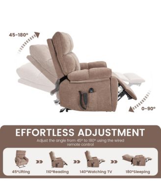 Heat Massage Dual Motor Infinite Position Up to 350 LBS Large Electric Power Lift Recliners with Hidden Cup Holders